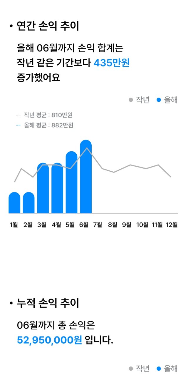 손익 보고서 화면